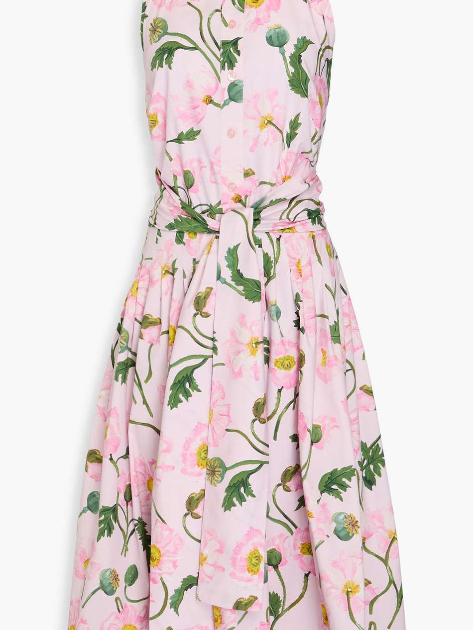 floral-print cotton-blend poplin halterneck midi dress