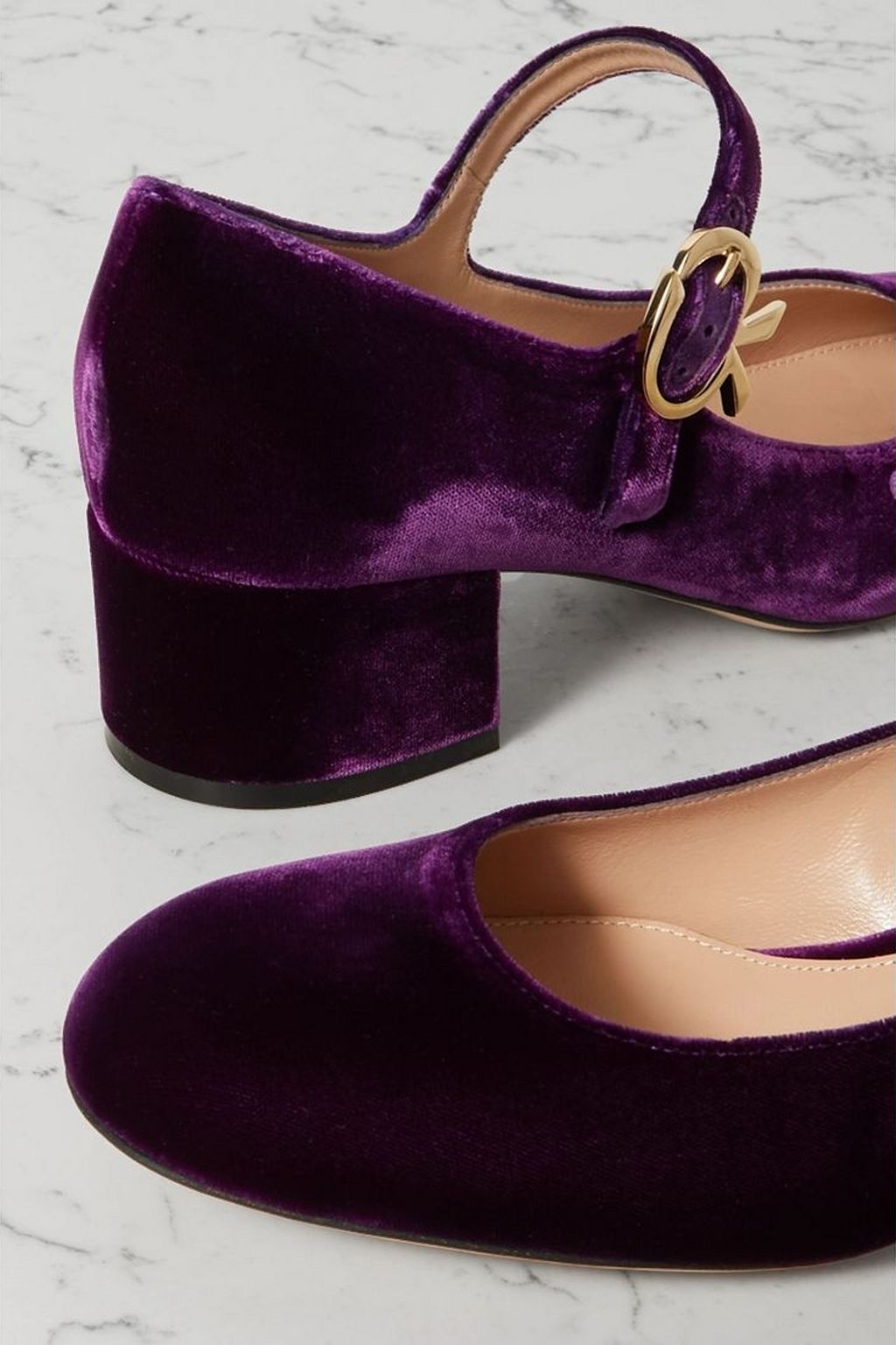 GIANVITO ROSSI Mary Ribbon 45 velvet pumps