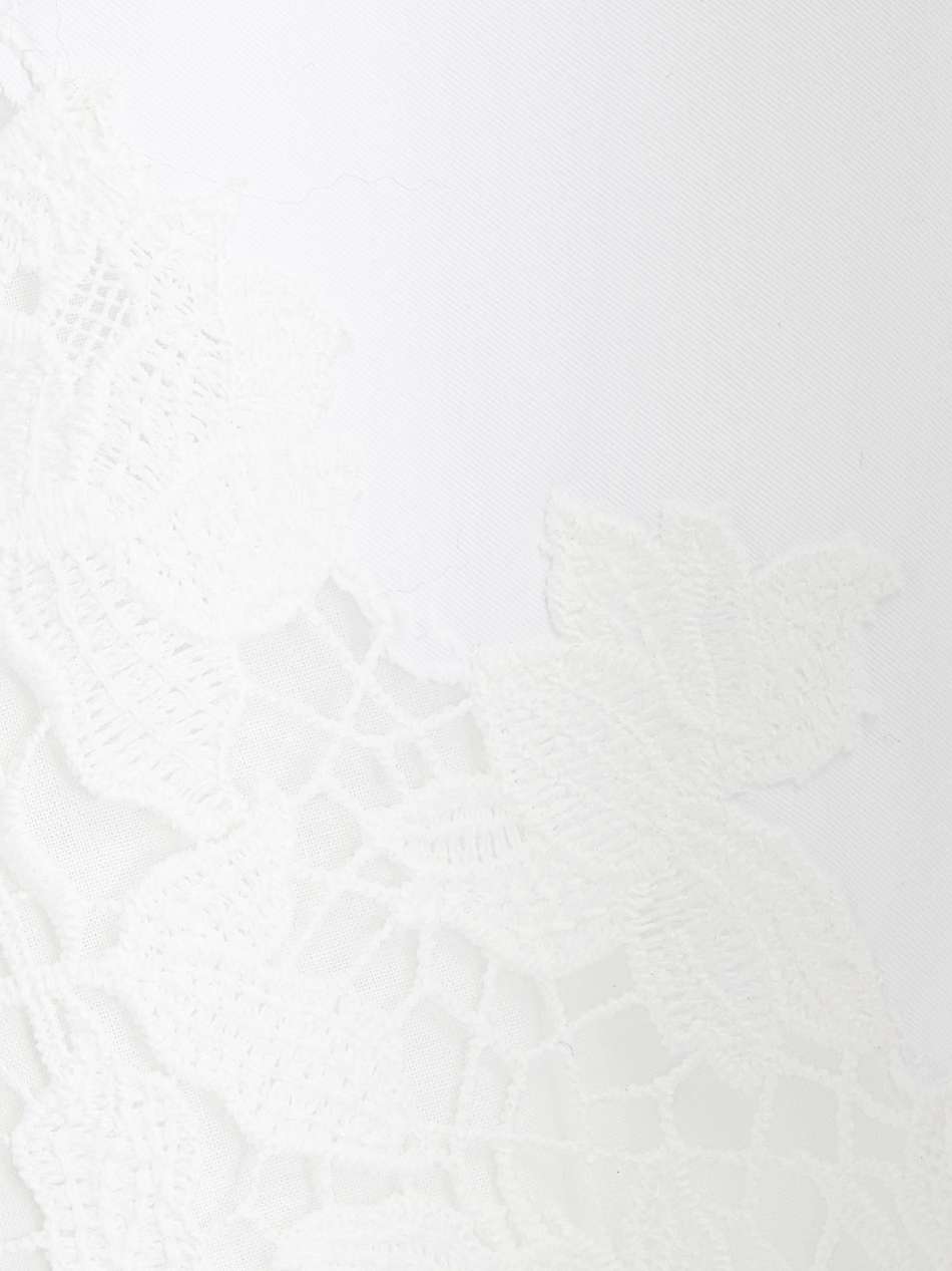 lace-trimmed pussy-bow cotton-blend twill midi dress