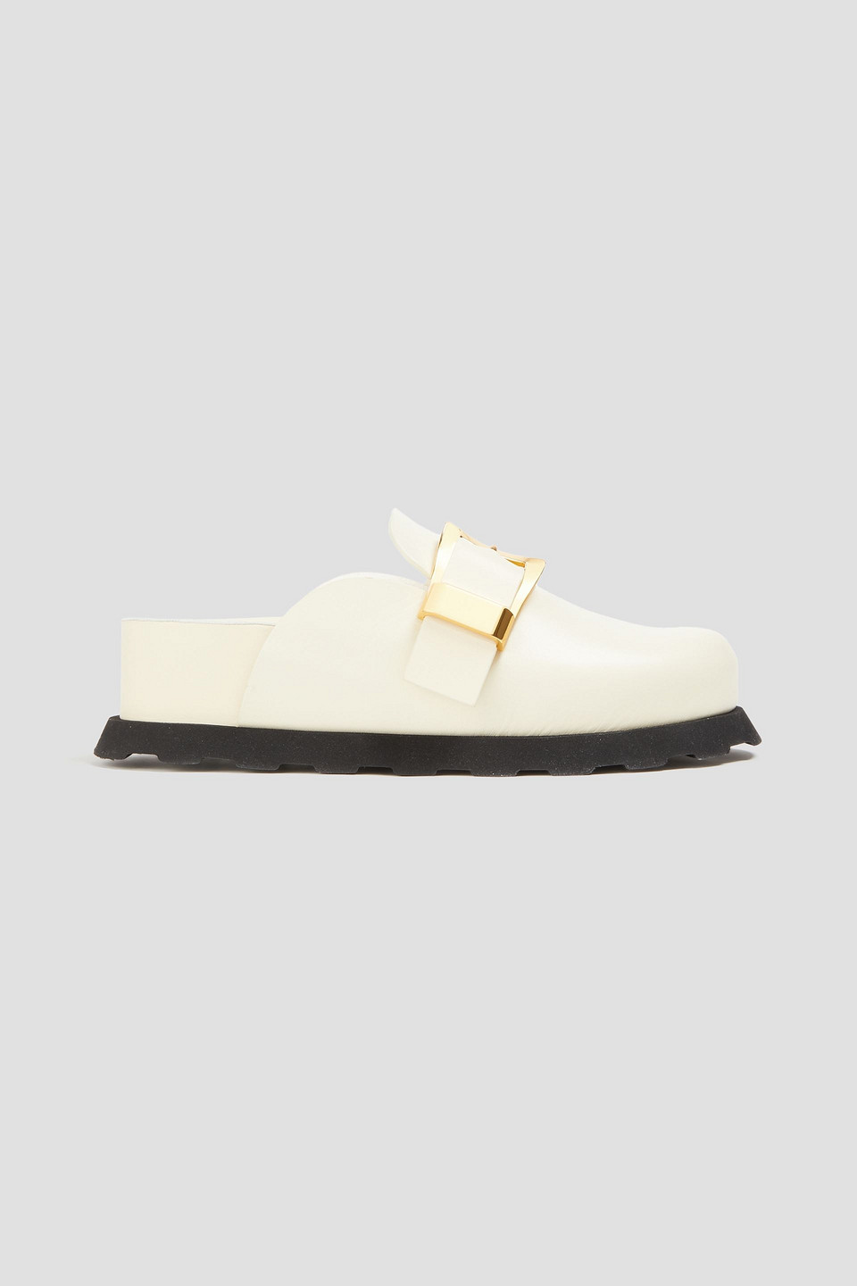 Proenza Schouler Buckled Leather Platform Mules In White