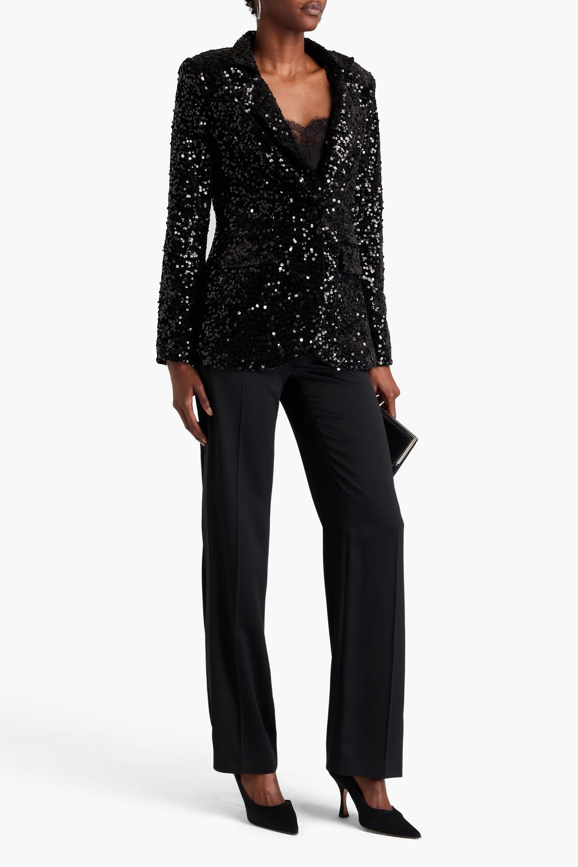 Badgley Mischka Sequined velvet blazer