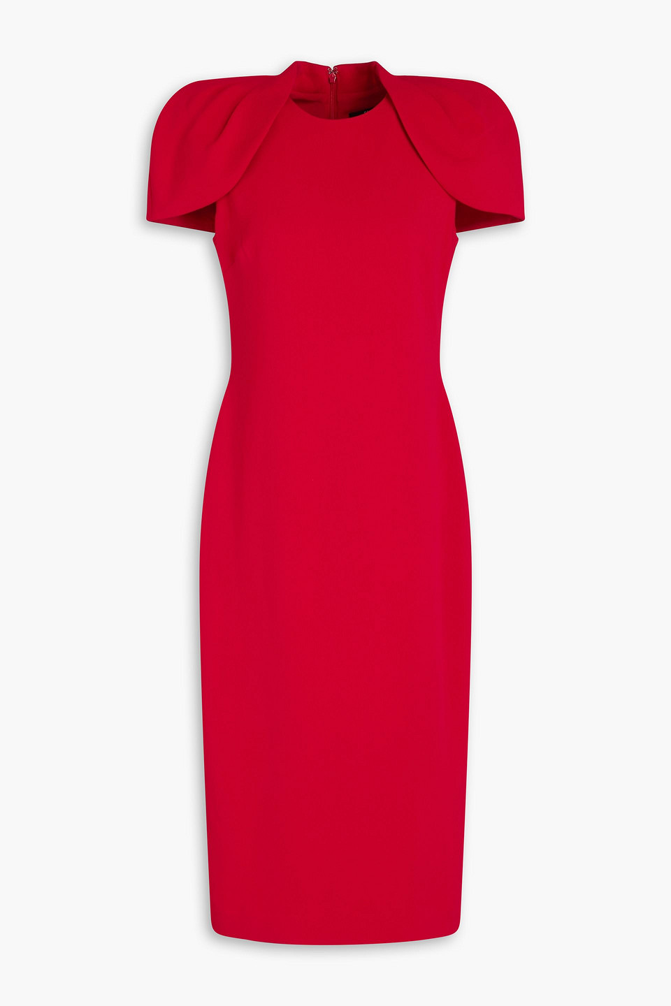 Badgley Mischka Cape-effect Stretch-crepe Midi Dress In Red