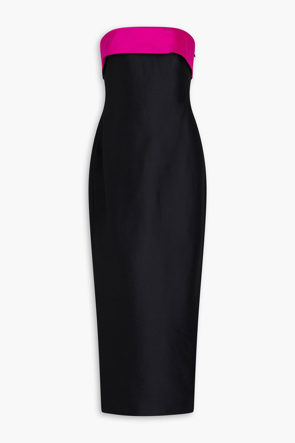 BADGLEY MISCHKA STRAPLESS BOW-DETAILED MIKADO MAXI DRESS 