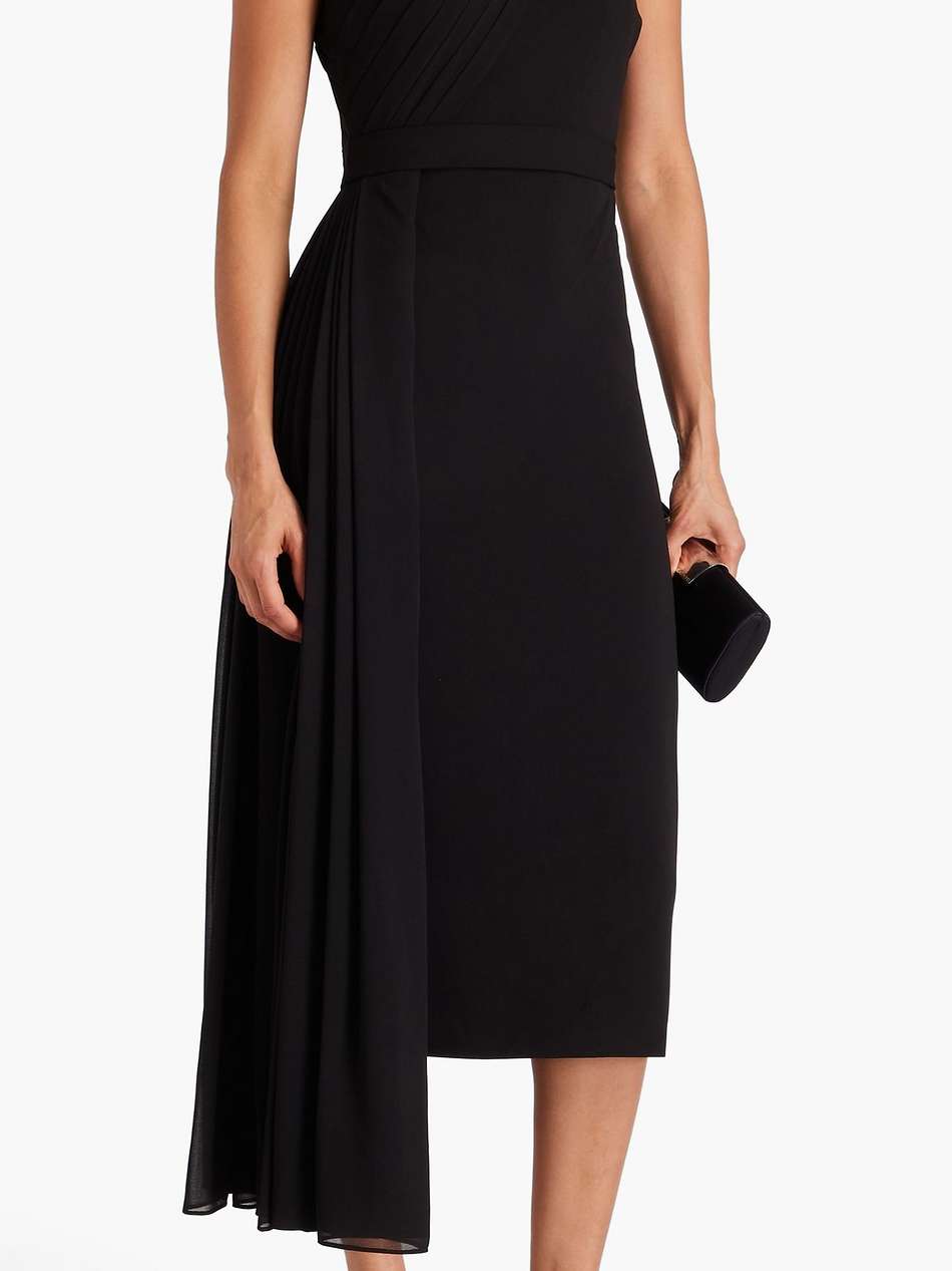 one-shoulder draped georgette and stretch-crepe midi dress