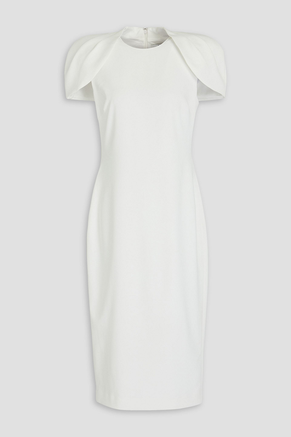 Badgley Mischka Cape-effect Stretch-crepe Midi Dress In Ivory