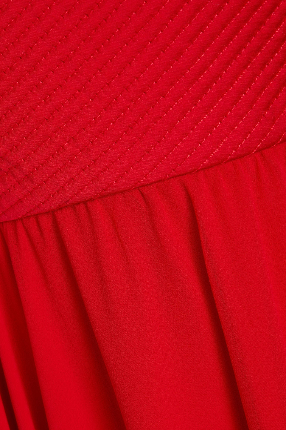 Badgley Mischka Georgette Paneled Satin Gown In Red
