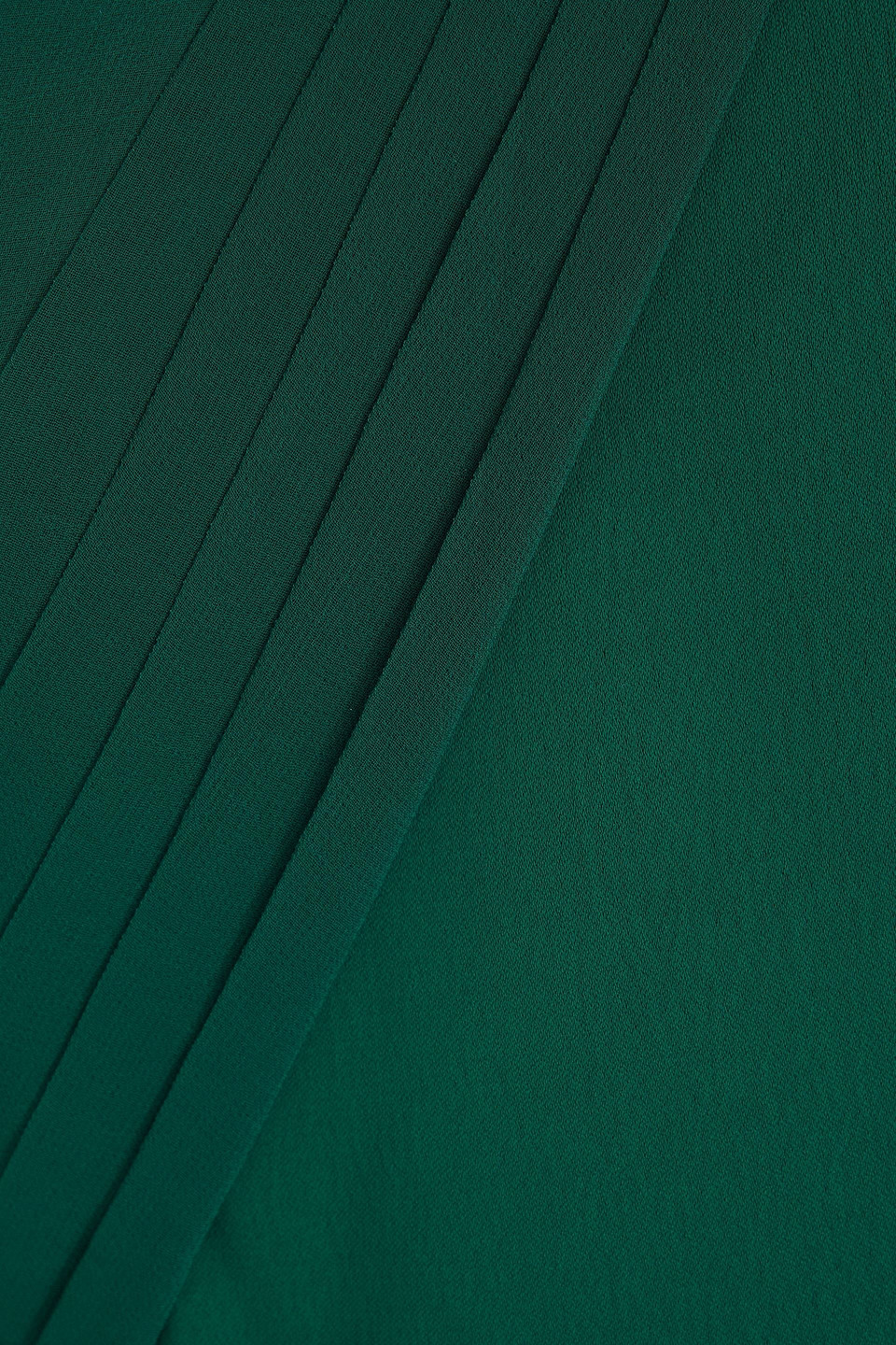Badgley Mischka One-shoulder Pleated Stretch-crepe And Georgette Midi Dress In Emerald