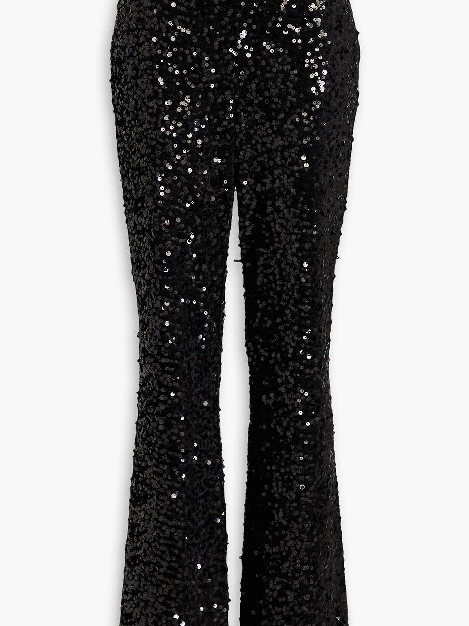 sequined velvet flared pants