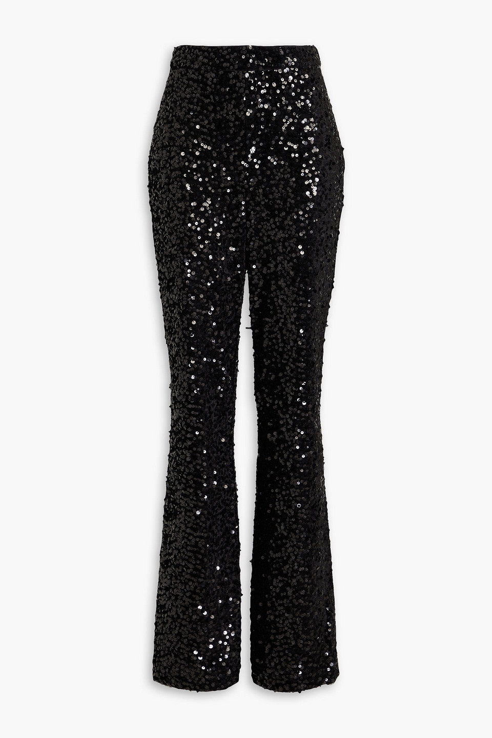 BADGLEY MISCHKA SEQUINED VELVET FLARED PANTS