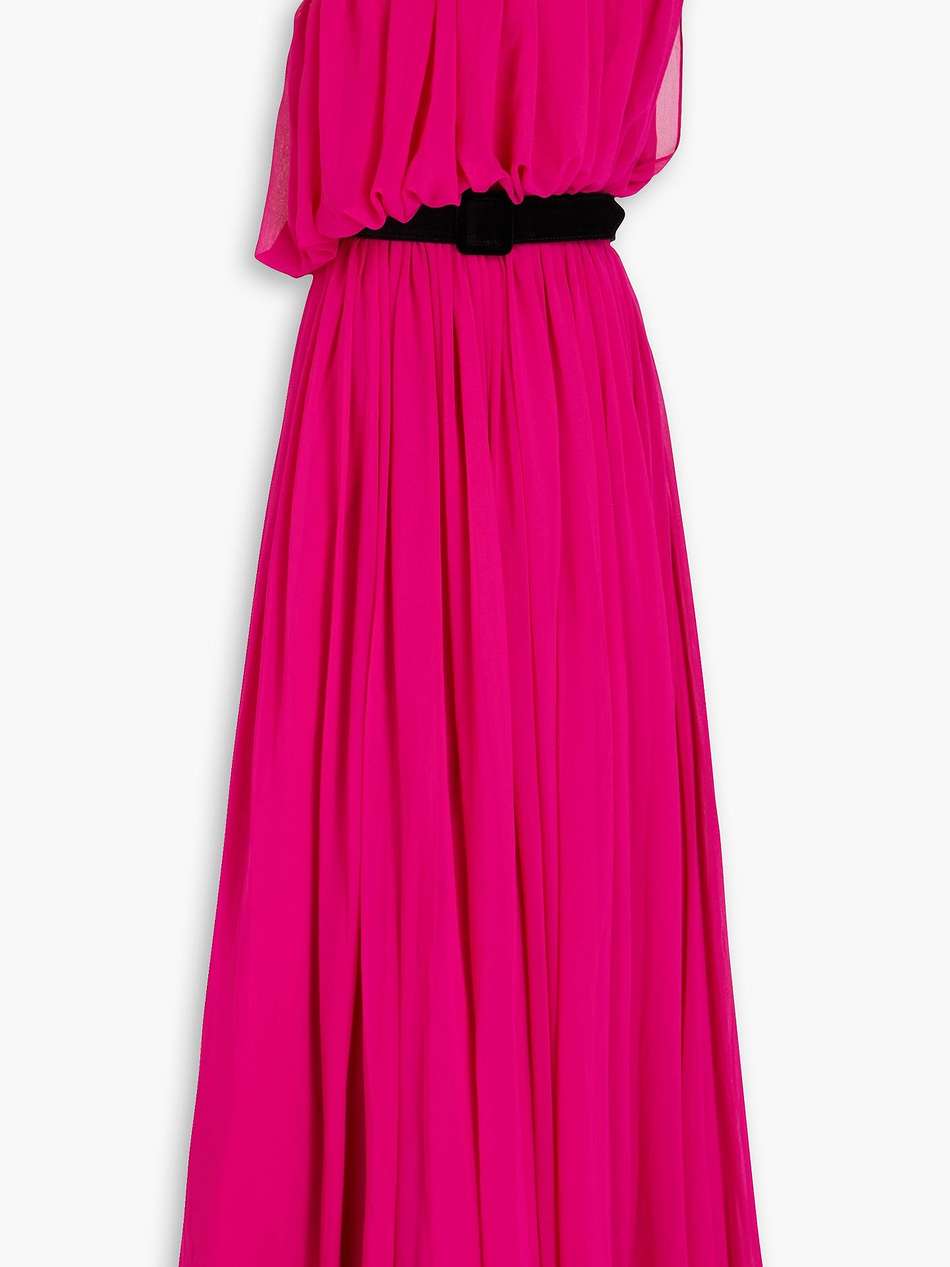 one-shoulder draped  georgette gown