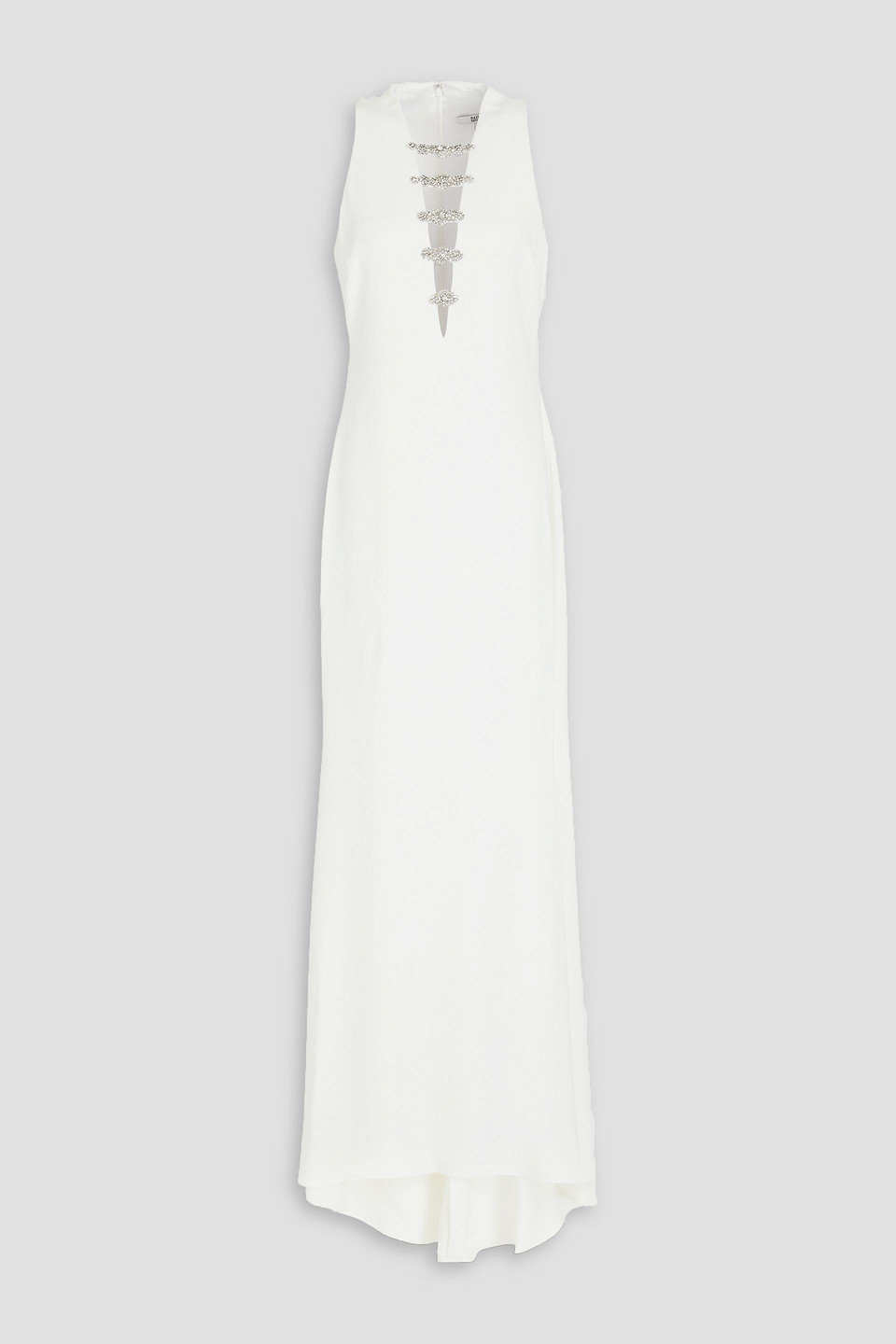 Badgley Mischka Embellished Stretch-crepe Gown In White