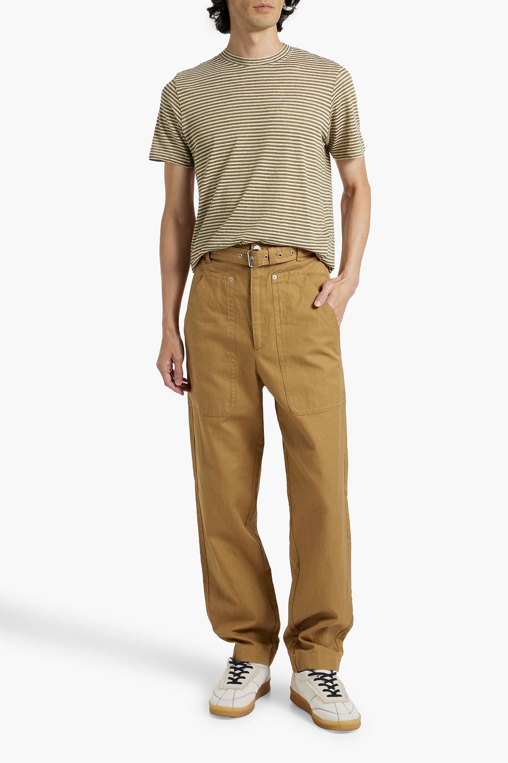 ISABEL MARANT Pharel belted cotton and linen-blend pants