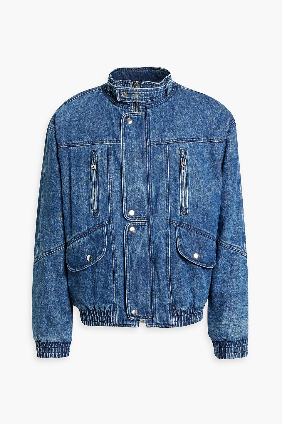 Isabel Marant Jeans Jacket With Standing Collar In Mid Denim