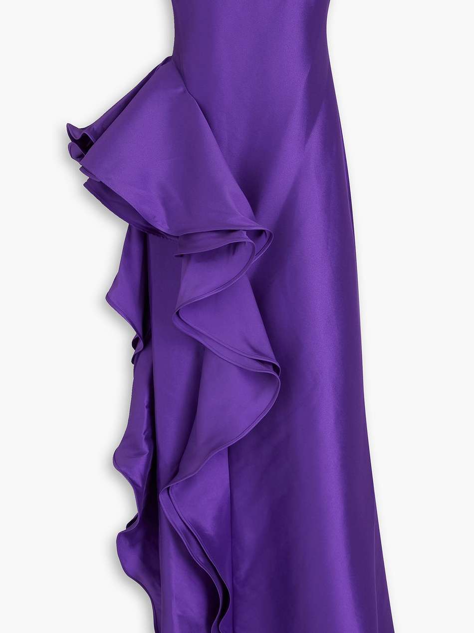 strapless ruffled mikado gown