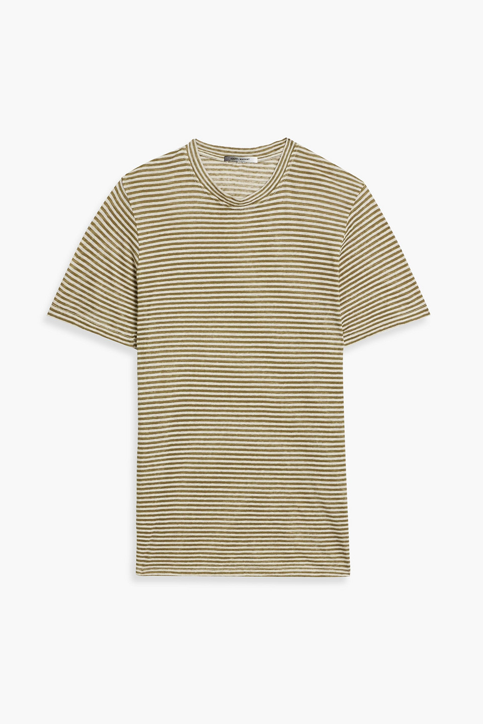 Isabel Marant Leon Striped Cotton And Linen-blend Jersey T-shirt In Green