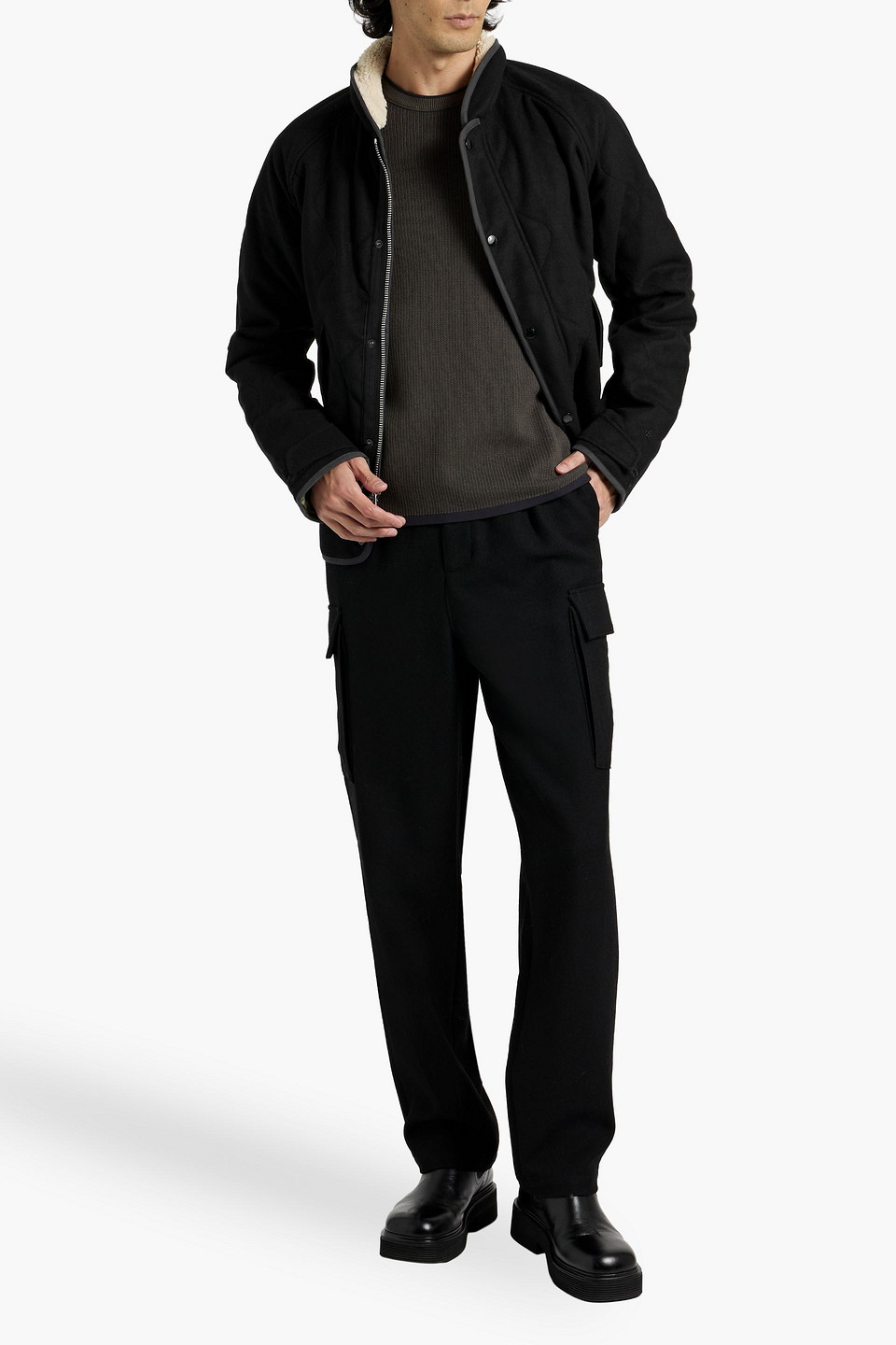 Rag & Bone Heywood Quilted Wool-blend Felt Jacket In Black