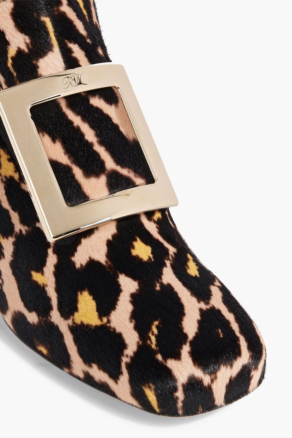 ROGER VIVIER Embellished leopard-print calf hair ankle boots
