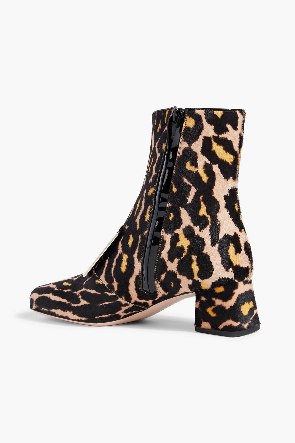 ROGER VIVIER Embellished leopard-print calf hair ankle boots