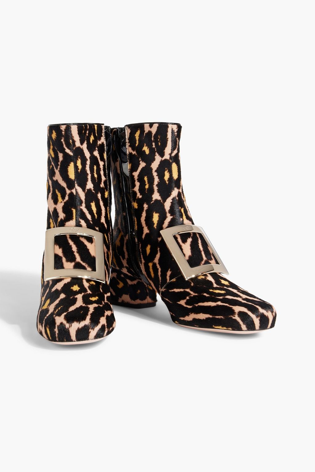ROGER VIVIER Embellished leopard print calf hair ankle boots THE OUTNET