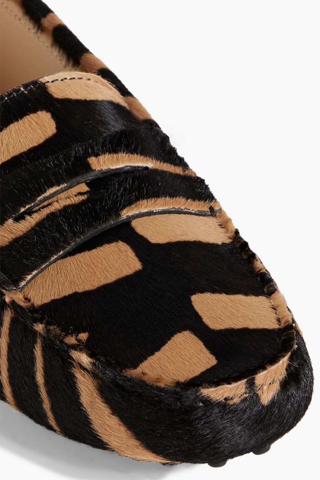 TOD'S Gommino zebra-print calf hair loafers