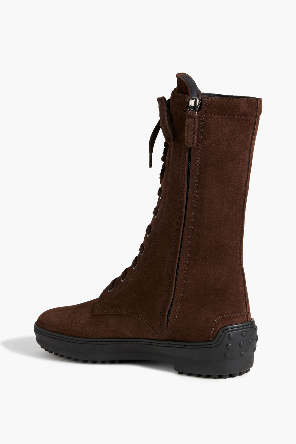 Tod's Suede Combat Boots In Chocolate