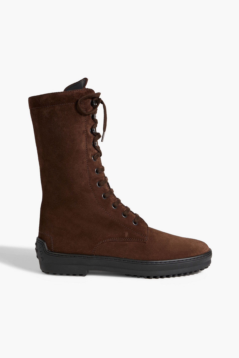 Tod's Suede Combat Boots In Chocolate