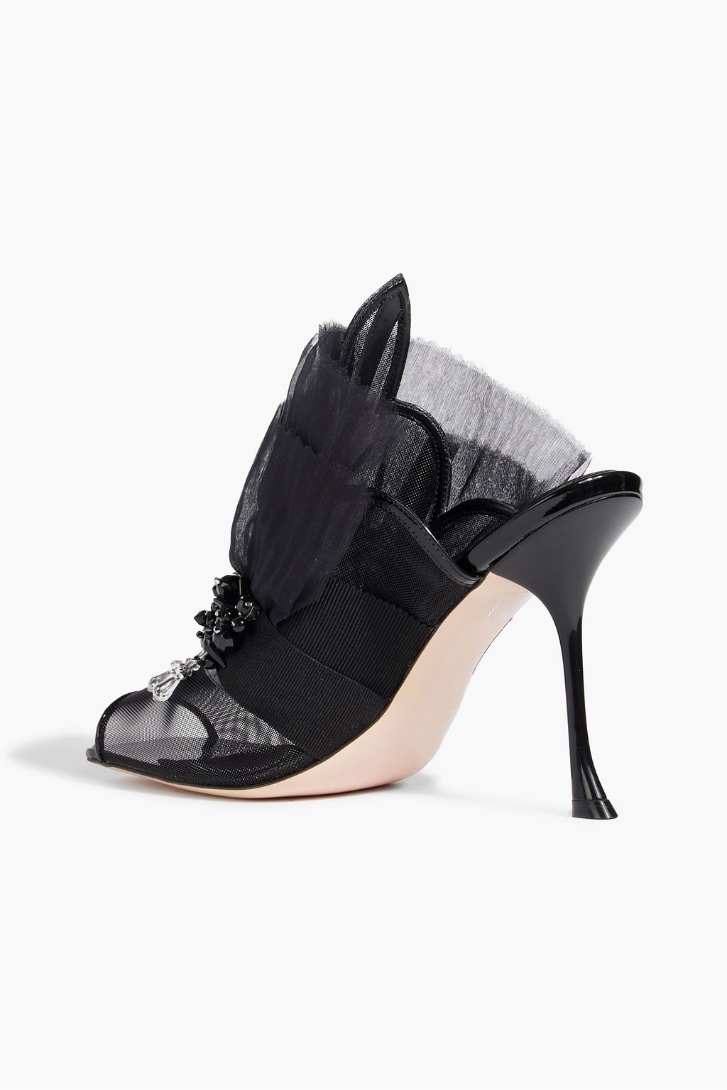ROGER VIVIER Embellished tulle and organza mules