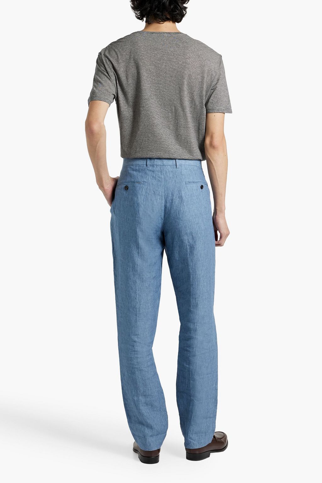 BOGLIOLI Striped cotton and linen-blend jersey T-shirt