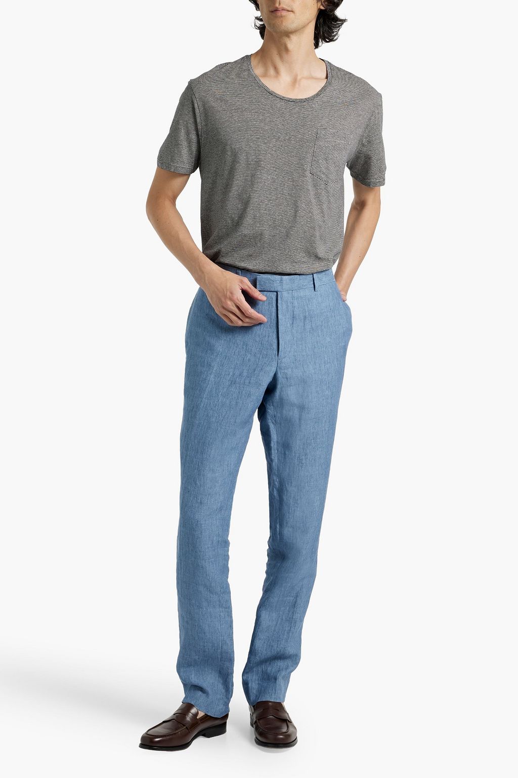 BOGLIOLI Striped cotton and linen-blend jersey T-shirt