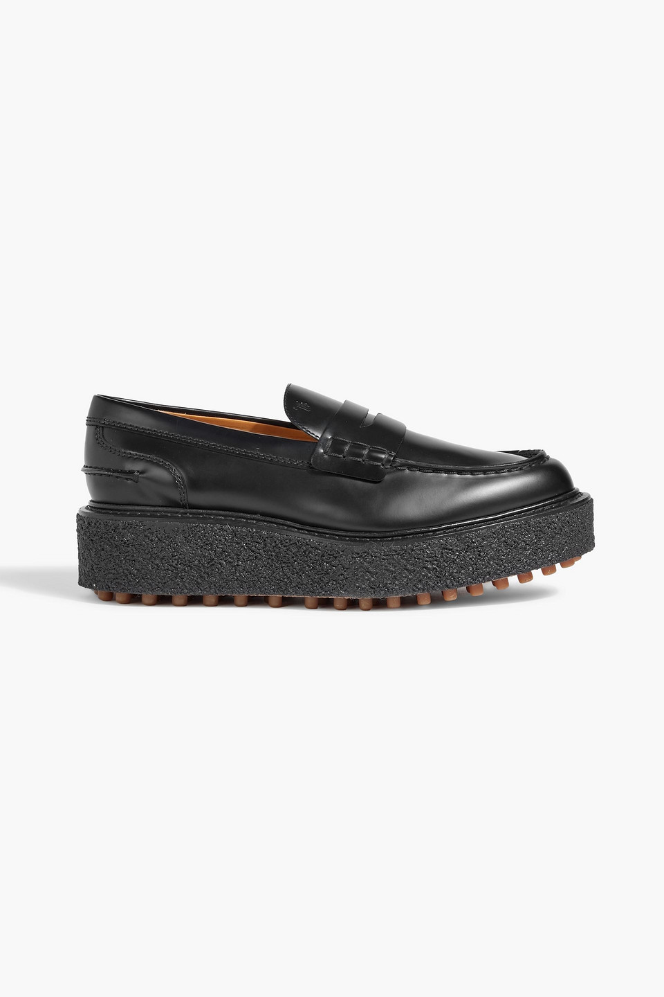 Tod's Leather Platform Loafers In Black