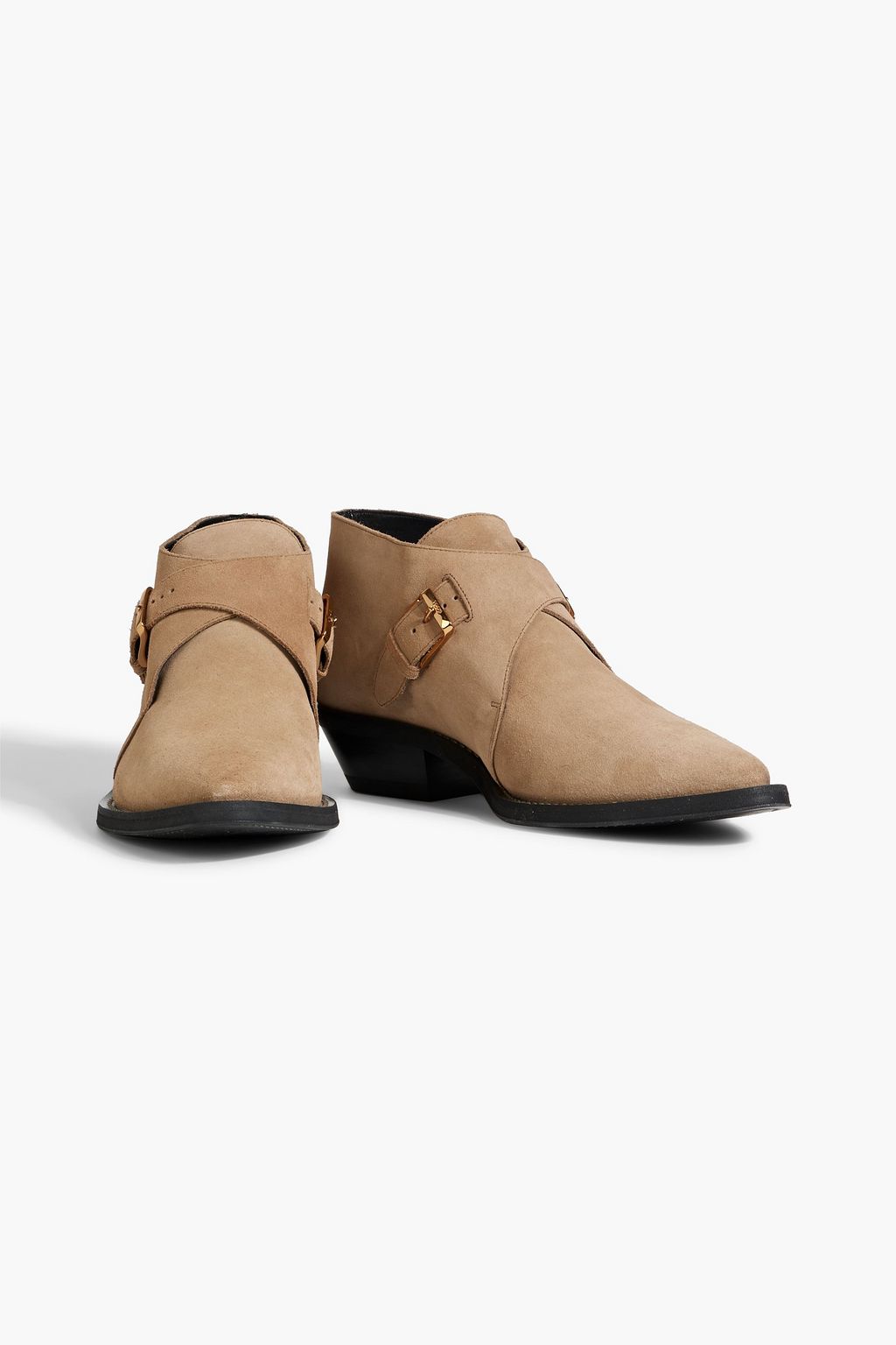 TOD'S Buckled suede ankle boots