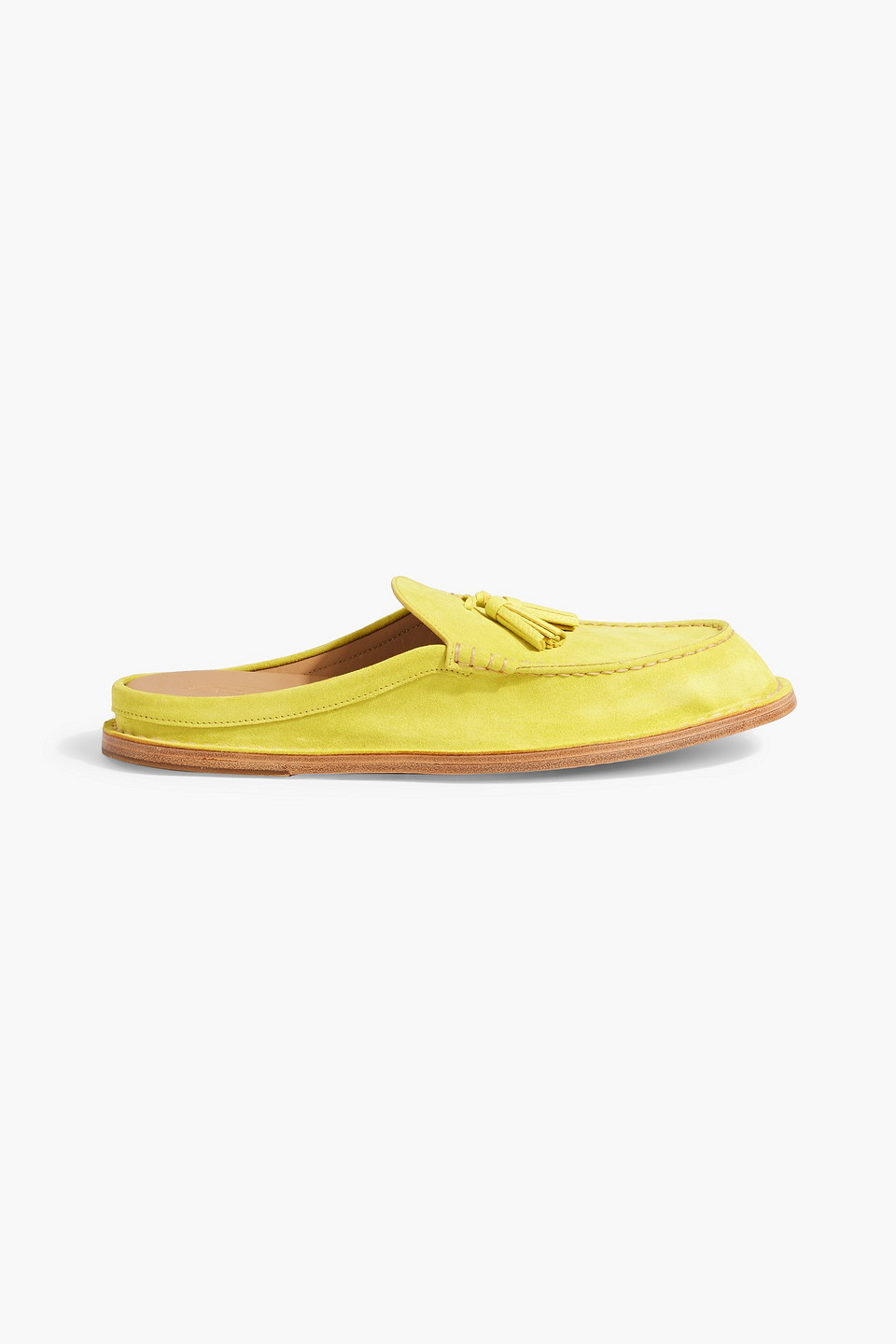 Tasseled suede slippers