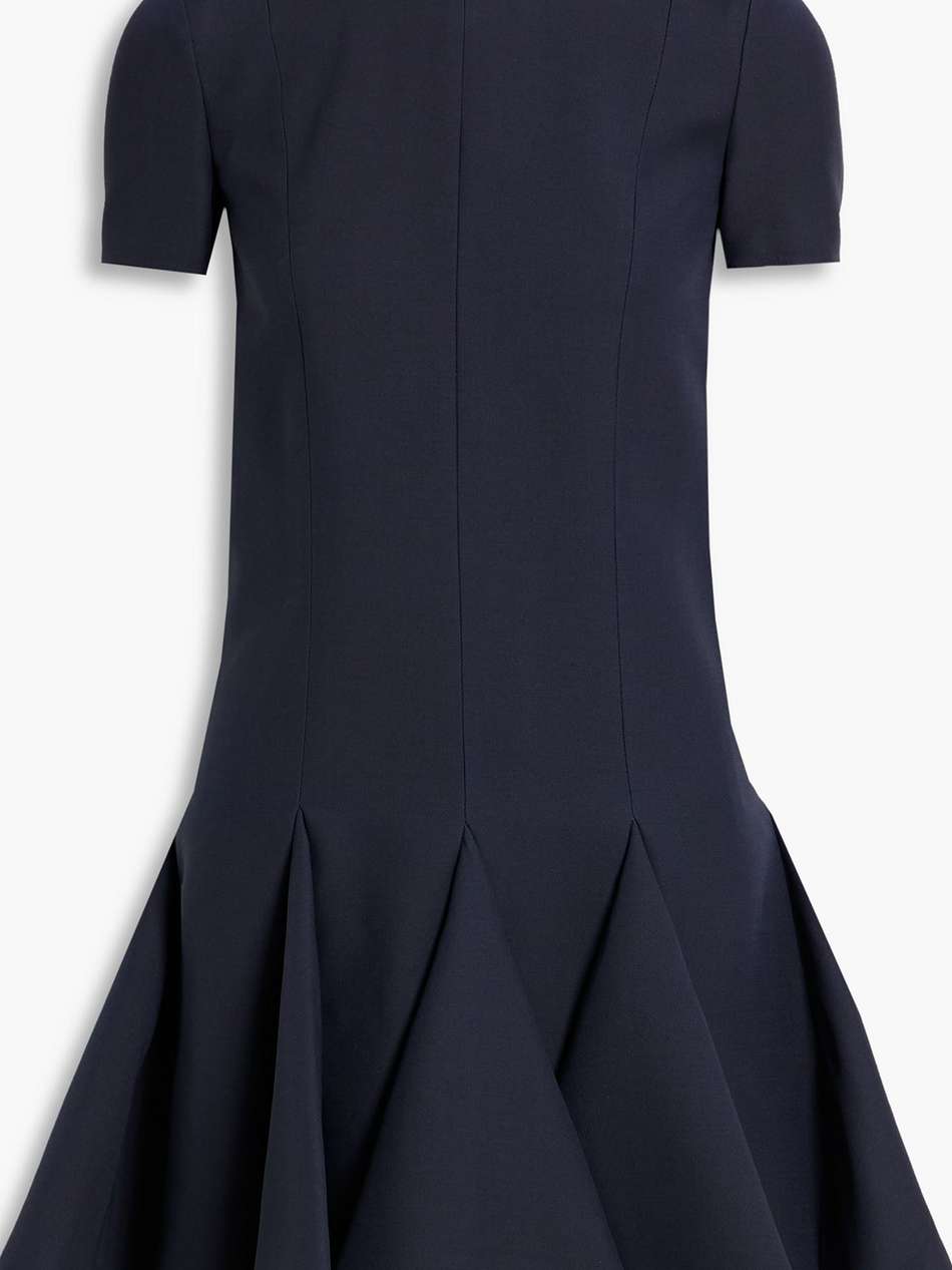 flared wool and silk-blend crepe mini dress