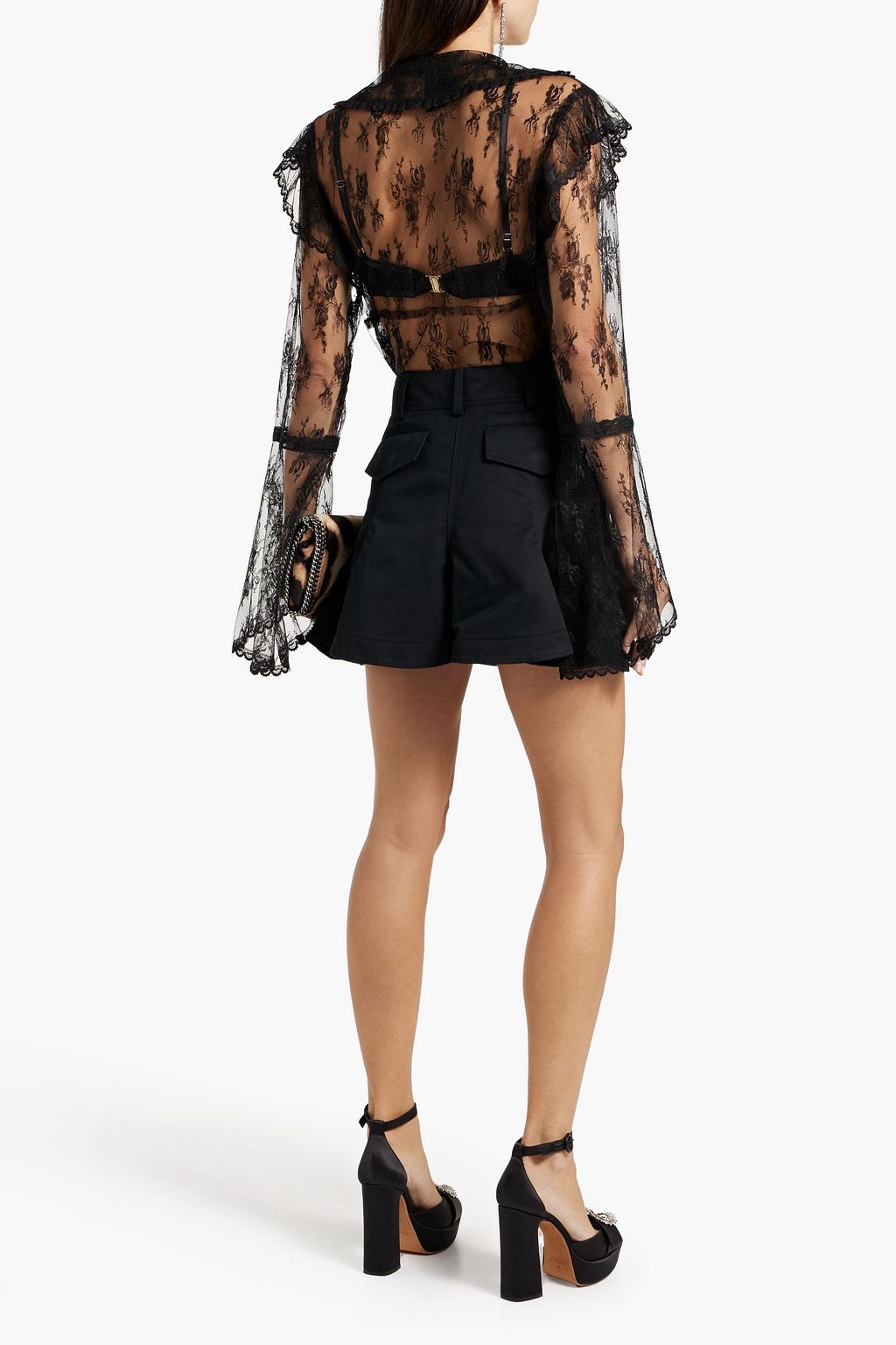 VALENTINO GARAVANI Flared cotton-twill mini skirt