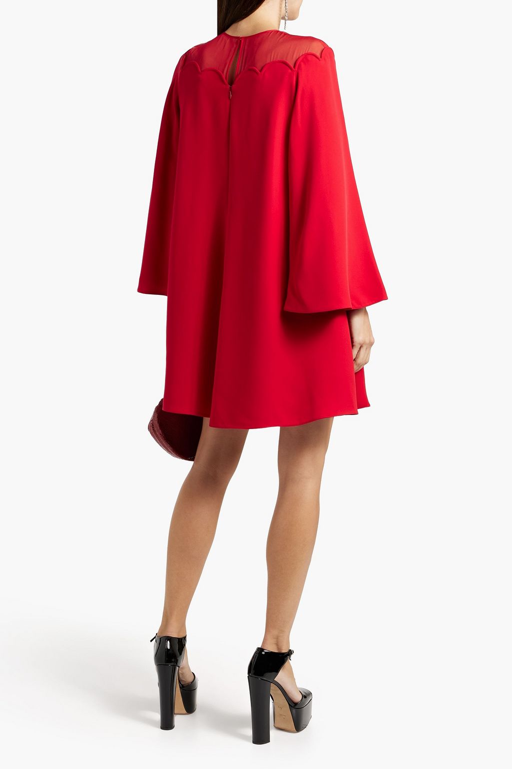 VALENTINO GARAVANI Chiffon-paneled silk-crepe mini dress