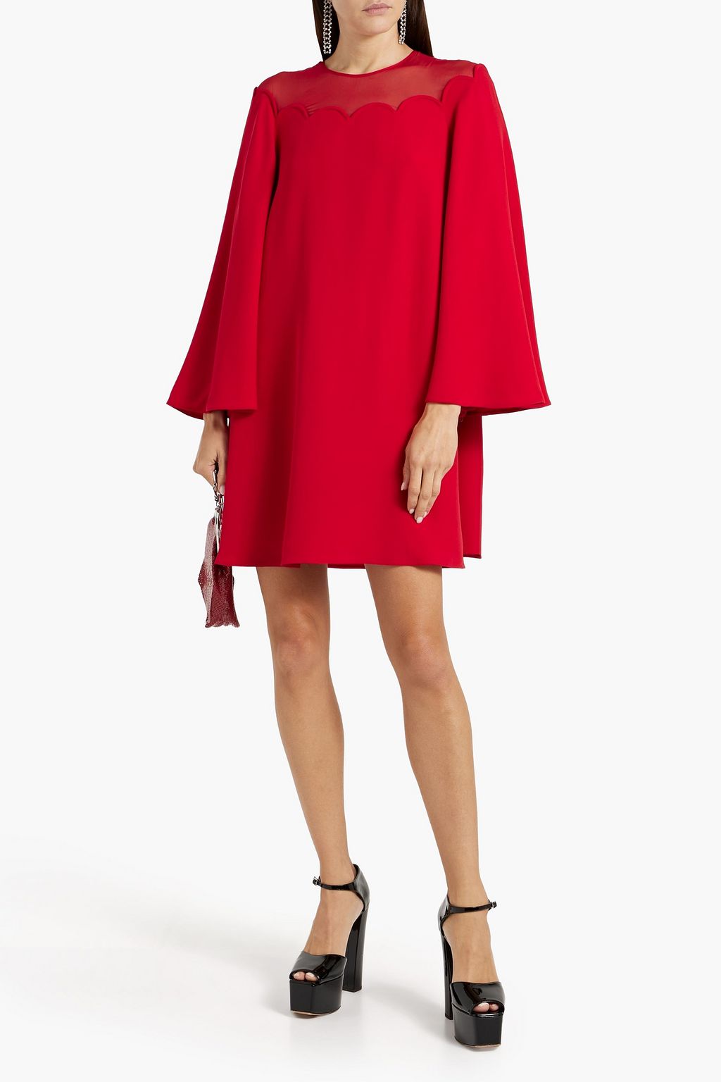 VALENTINO GARAVANI Chiffon-paneled silk-crepe mini dress