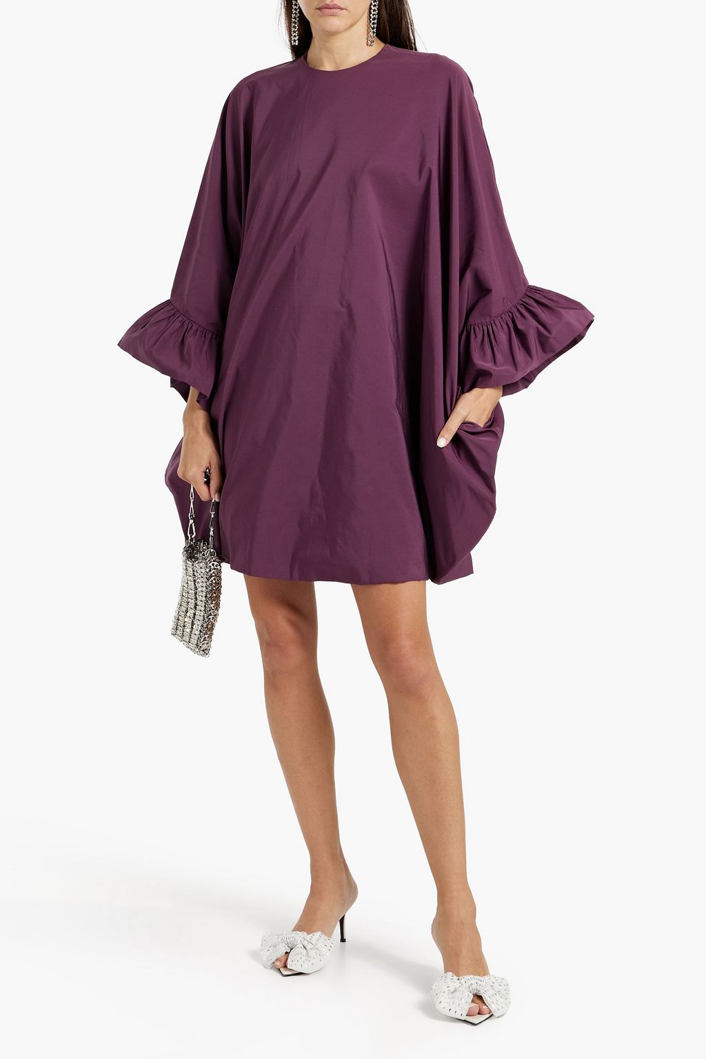 VALENTINO GARAVANI Ruffled cotton-blend poplin mini dress