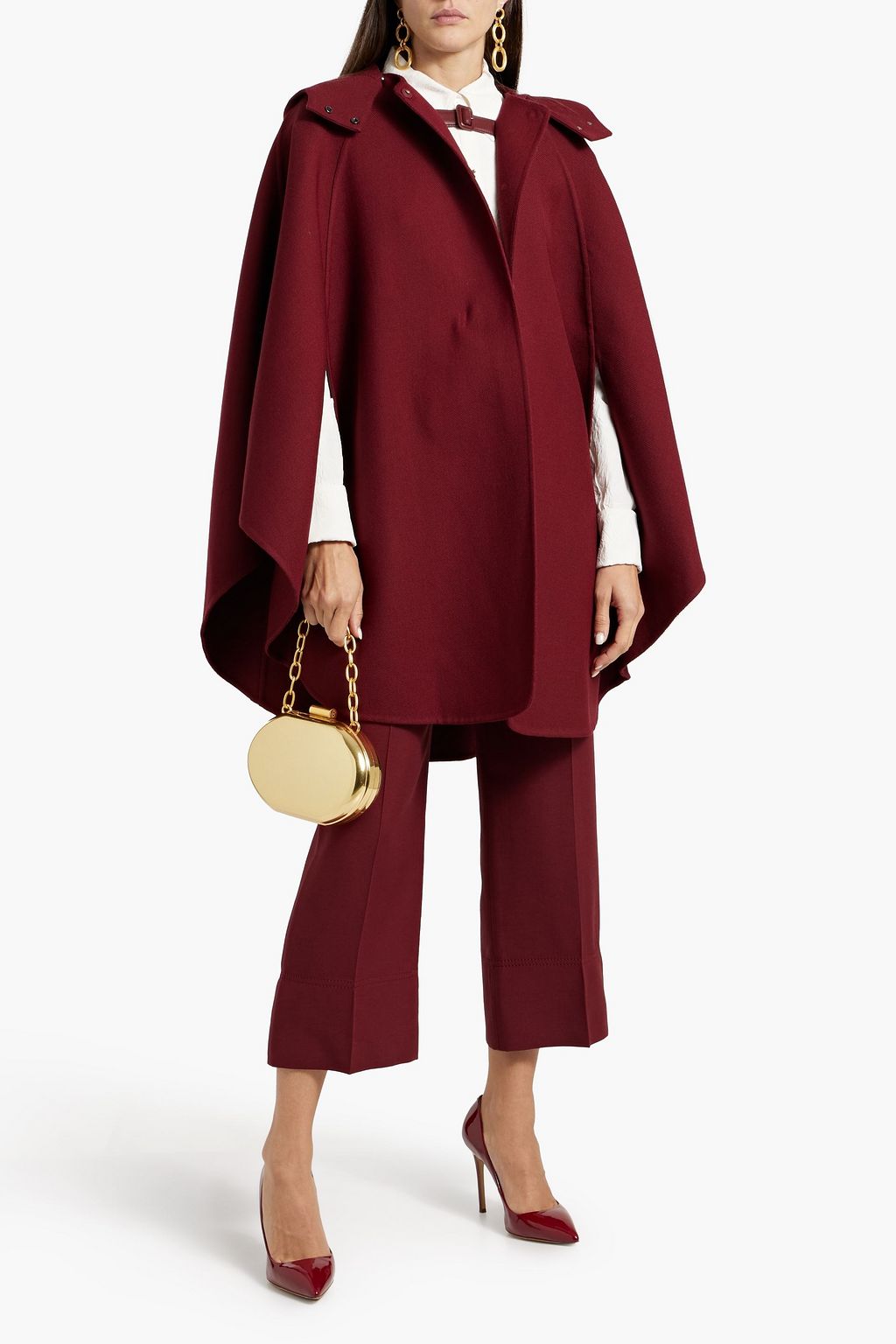 VALENTINO GARAVANI Wool and silk-blend gabardine hooded cape