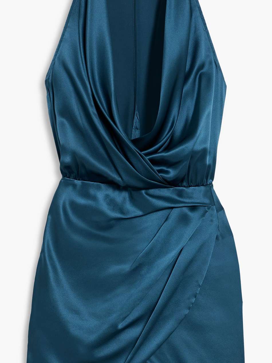 draped silk-satin mini dress