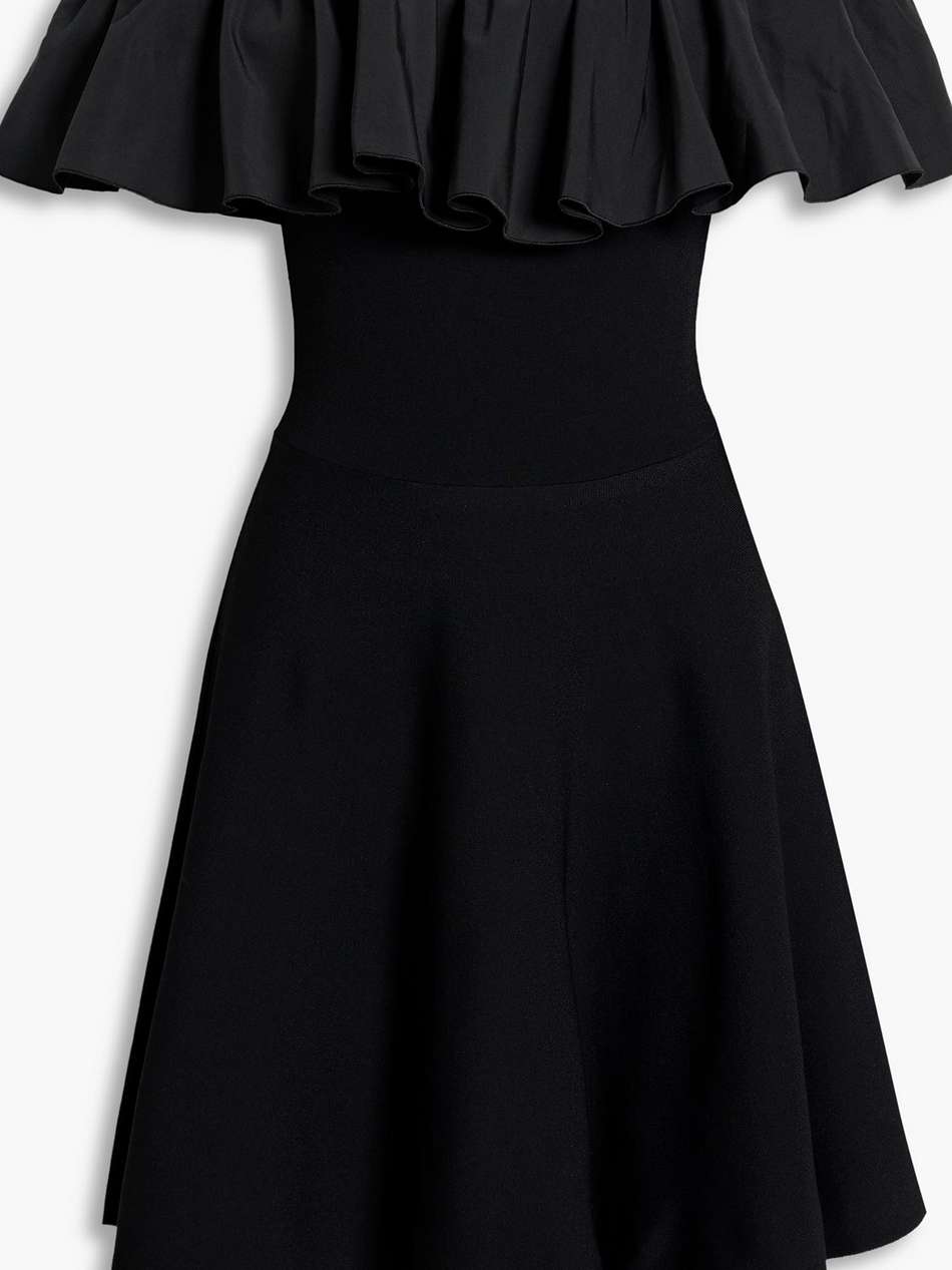 off-the-shoulder layered stretch-knit mini dress