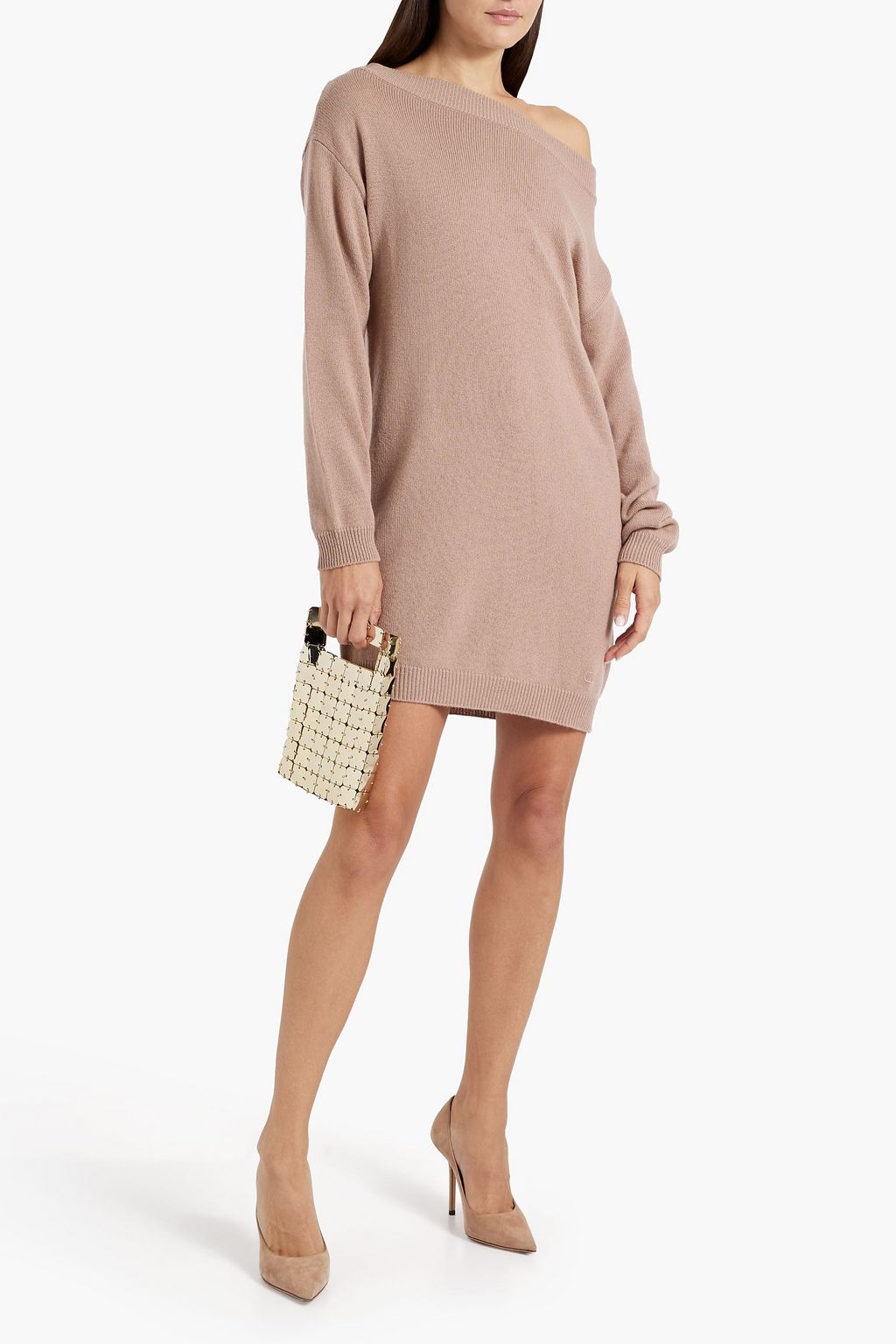 VALENTINO GARAVANI Off-the-shoulder cashmere mini dress