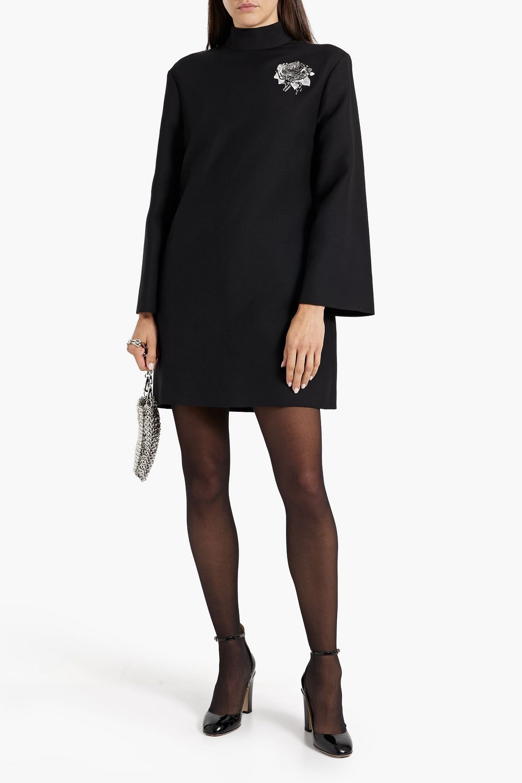 VALENTINO GARAVANI Embroidered crepe mini dress