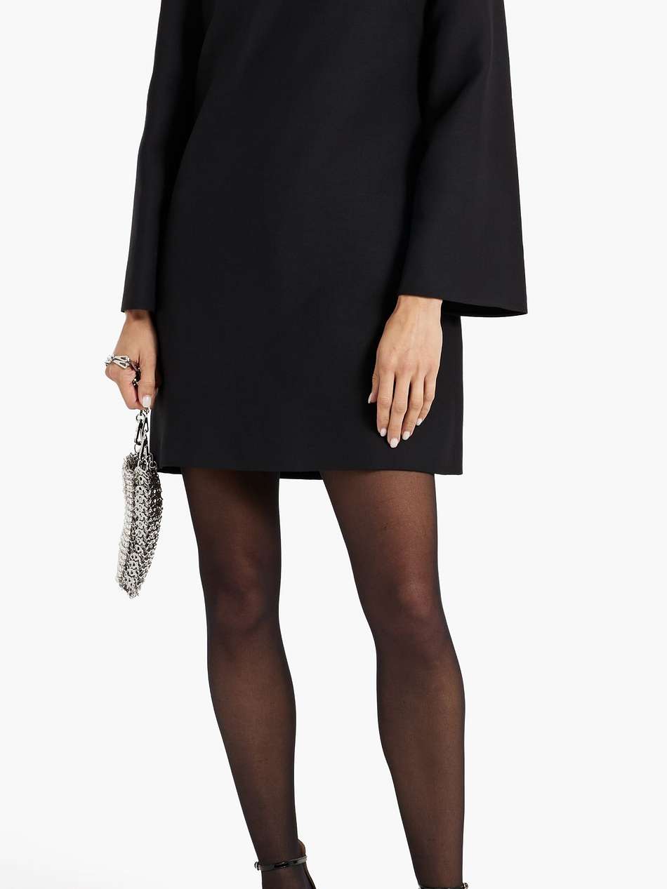 embroidered wool and silk-blend turtleneck mini dress