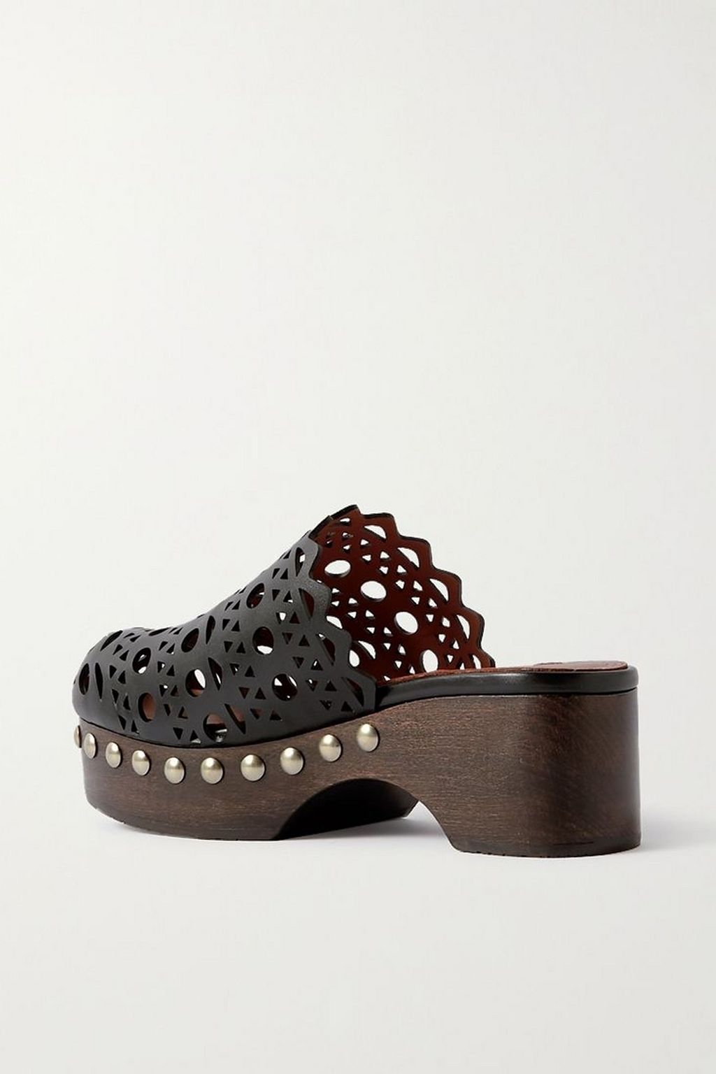 ALAÏA 60 studded laser-cut leather platform clogs