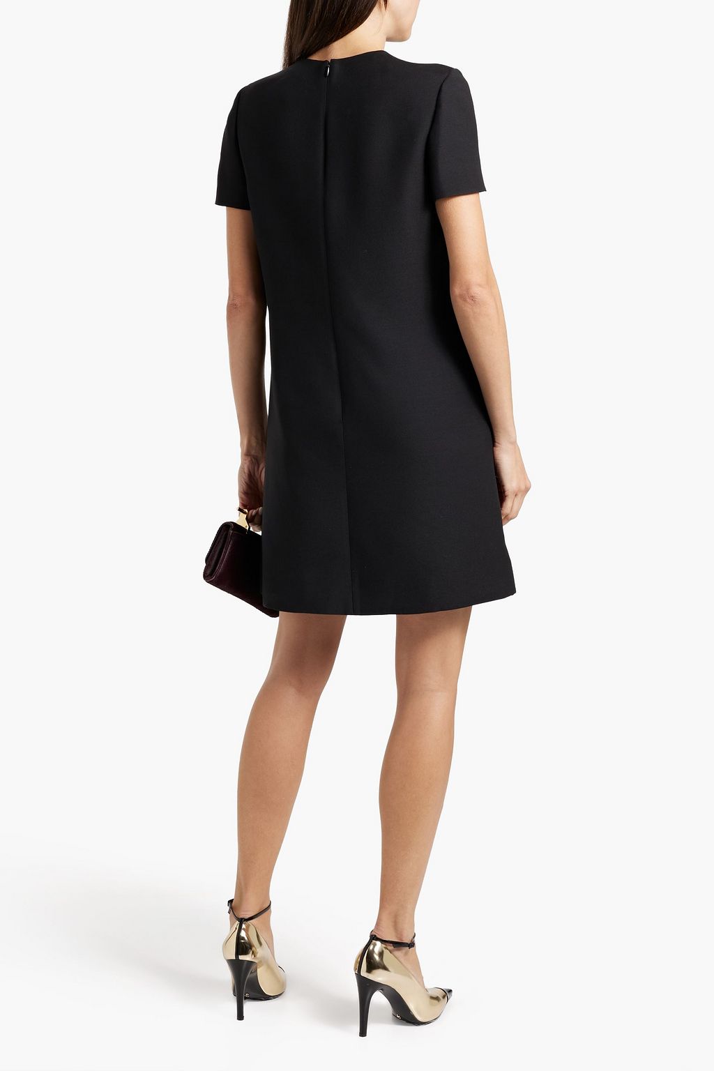 VALENTINO GARAVANI Embellished wool and silk-blend crepe mini dress