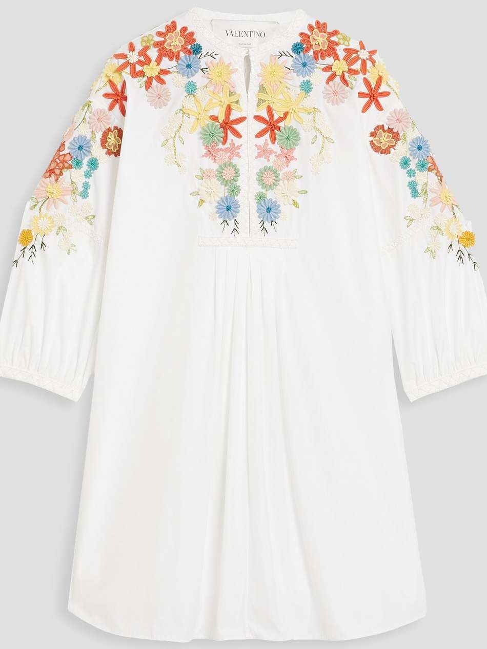 embellished cotton-blend poplin mini dress