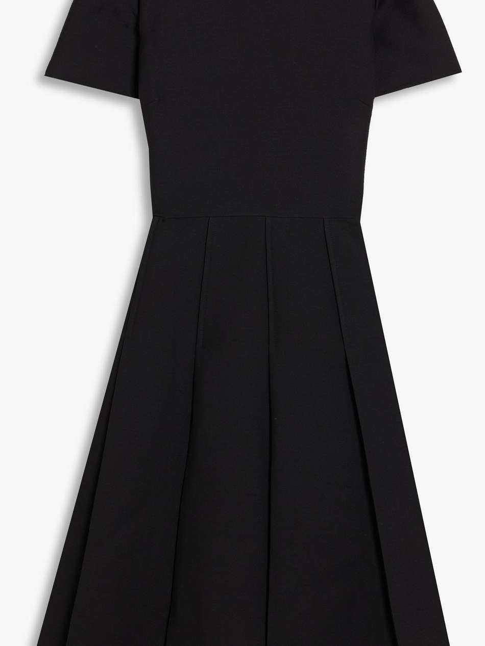 pleated wool and silk-blend grain de poudre midi dress