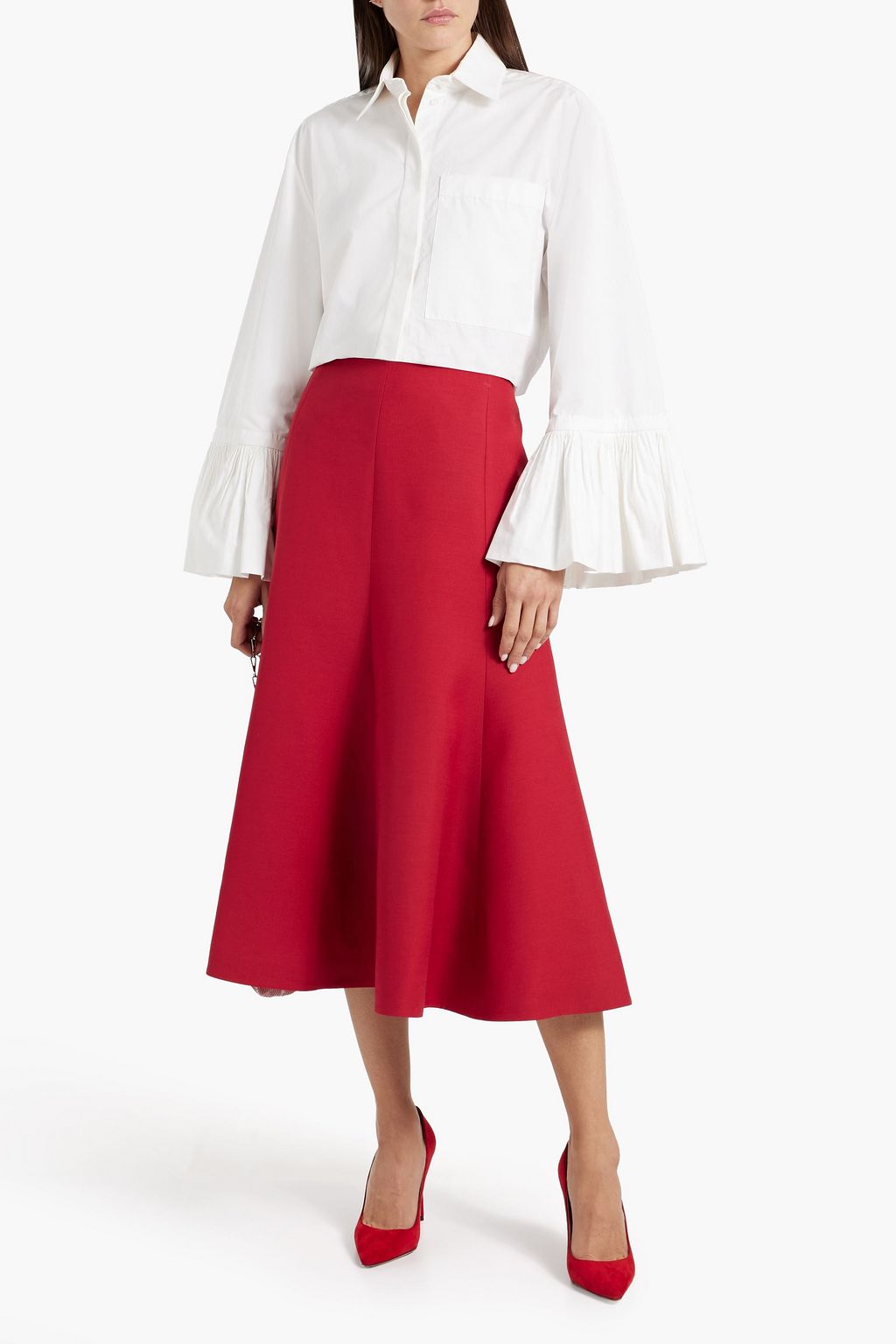 VALENTINO GARAVANI Ruffled cotton-poplin shirt