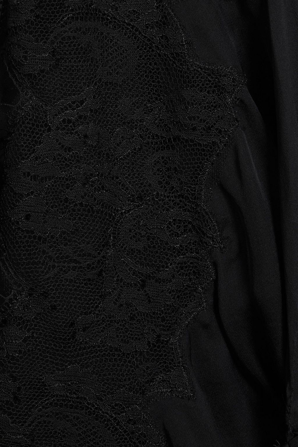 VALENTINO GARAVANI Lace-trimmed silk-chiffon blouse