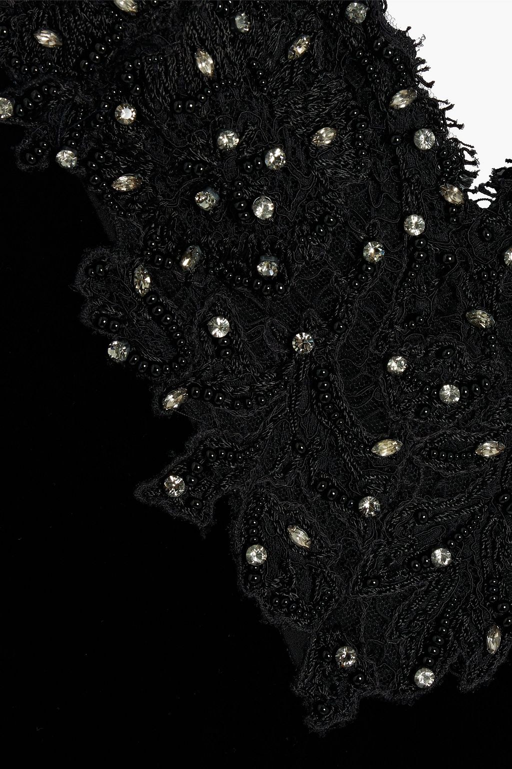 VALENTINO GARAVANI Embellished corded lace-paneled velvet midi dress